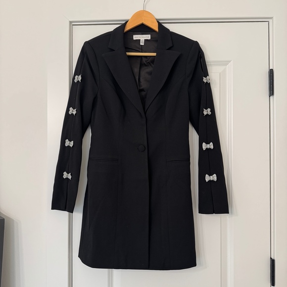 Dress the Population Berkley Crystal Bow Long Sleeve Cocktail Minidress - Picture 3 of 7